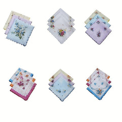 Crescent Edge Square Scarf Flower Print Lightweight Handkerchief