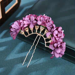 Chinese Silk Flower Headdress Nine Hole Row Hairpin