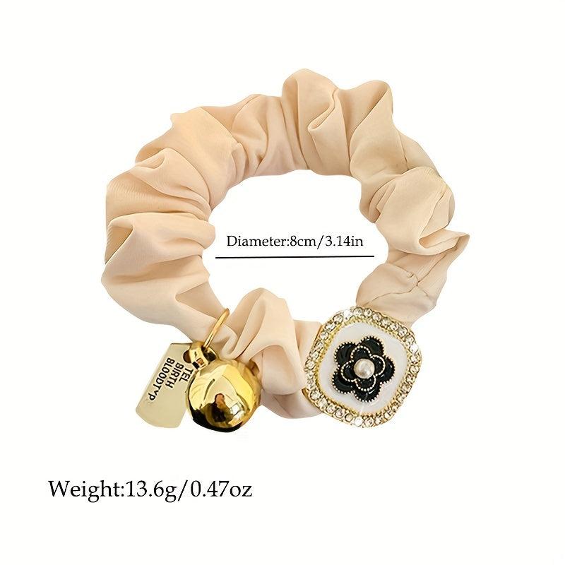 Camellia Blossom Hair Tie with Pendant Hair Rope Ponytail Rubber Band