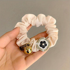 Camellia Blossom Hair Tie with Pendant Hair Rope Ponytail Rubber Band