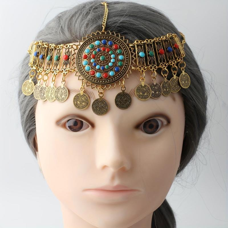 Bohemian Gemstone Head Piece Hair Accessory for Women