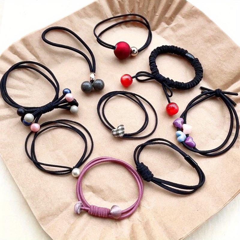 Colorful Heart Hair Tie Elastic Hair Rope Ponytail Holder Hair Accessories