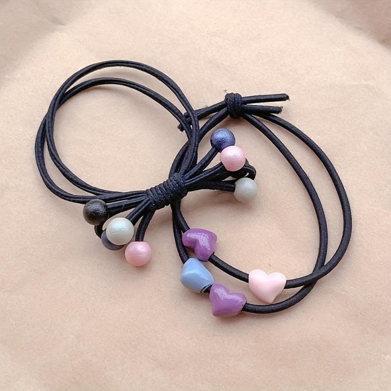 Colorful Heart Hair Tie Elastic Hair Rope Ponytail Holder Hair Accessories