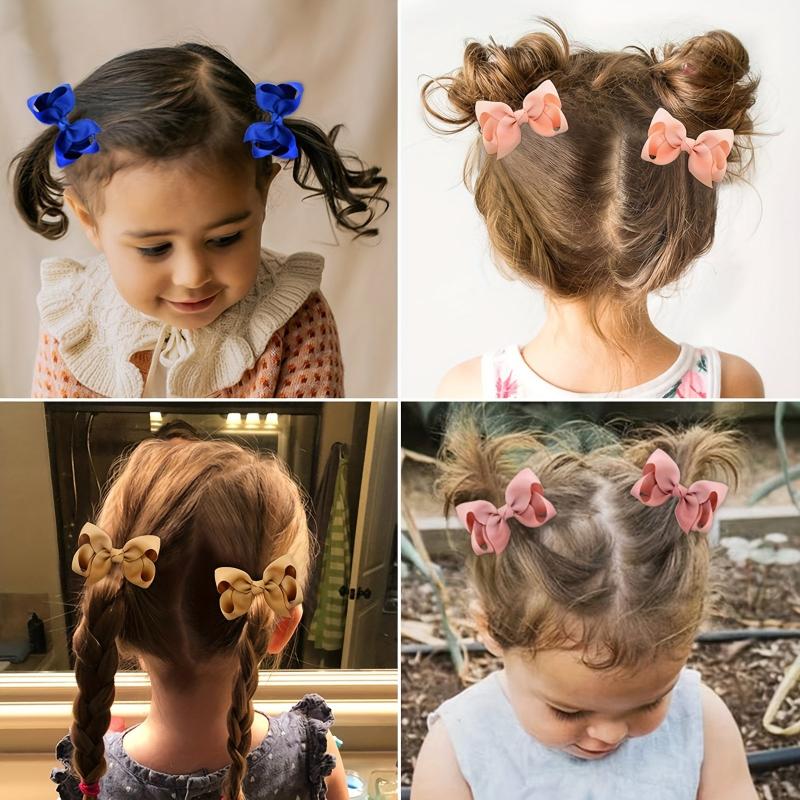 Solid Style Bow Hair Clip for Baby Girls - Duck Billed Clip