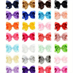 Solid Style Bow Hair Clip for Baby Girls - Duck Billed Clip
