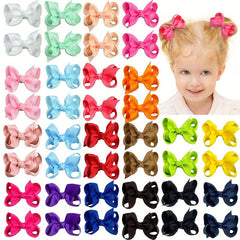Solid Style Bow Hair Clip for Baby Girls - Duck Billed Clip