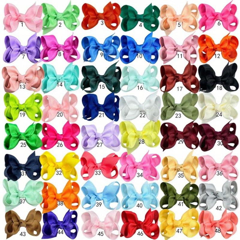 Solid Style Bow Hair Clip for Baby Girls - Duck Billed Clip
