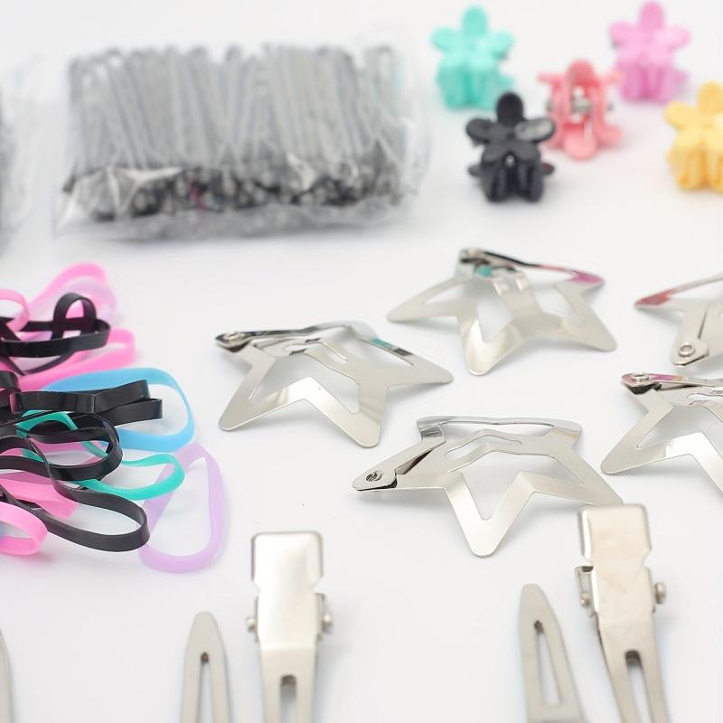 Hair Accessories Set Silvery Duck Billed Clip Rubber Bands Bobb Pin