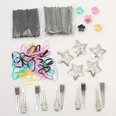 Hair Accessories Set Silvery Duck Billed Clip Rubber Bands Bobb Pin