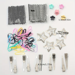 Hair Accessories Set Silvery Duck Billed Clip Rubber Bands Bobb Pin
