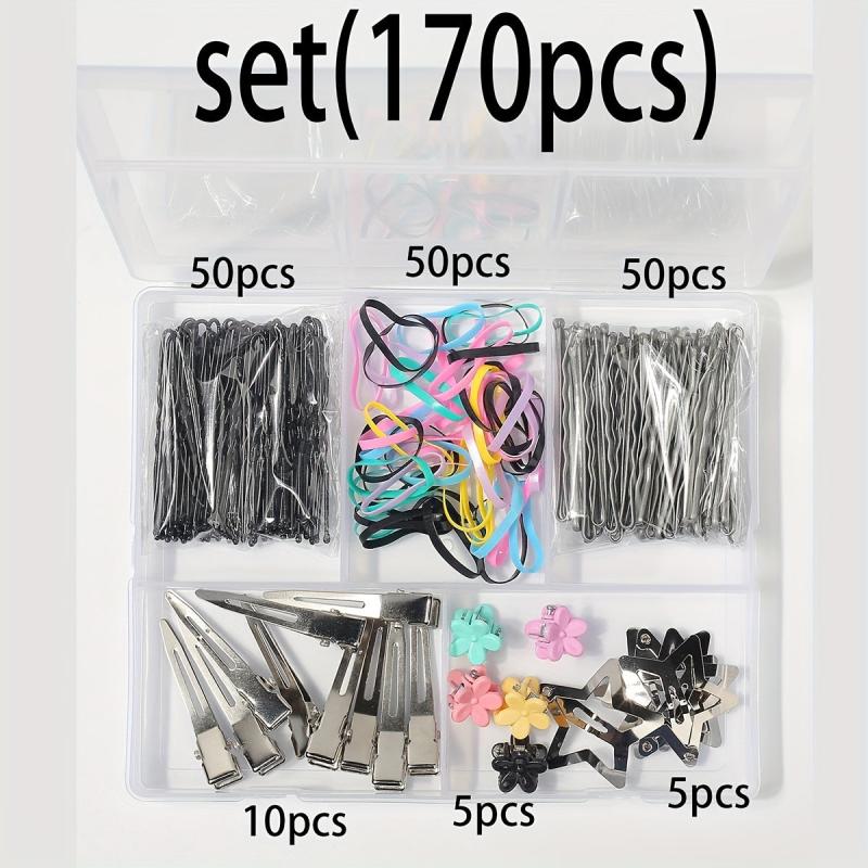 Hair Accessories Set Silvery Duck Billed Clip Rubber Bands Bobb Pin