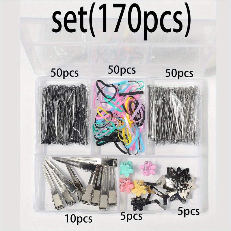 Hair Accessories Set Silvery Duck Billed Clip Rubber Bands Bobb Pin