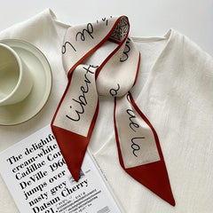 Red Retro Silk Like Scarf Hair Band Women's Hair Tie Headwear