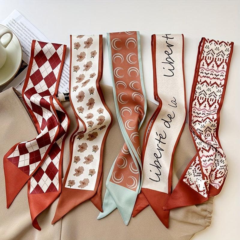 Red Retro Silk Like Scarf Hair Band Women's Hair Tie Headwear