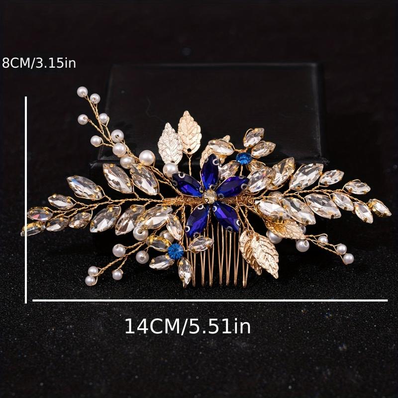 Faux Pearl Rhinestone Leaf Hair Comb Wedding Accessories