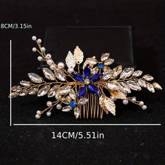 Faux Pearl Rhinestone Leaf Hair Comb Wedding Accessories