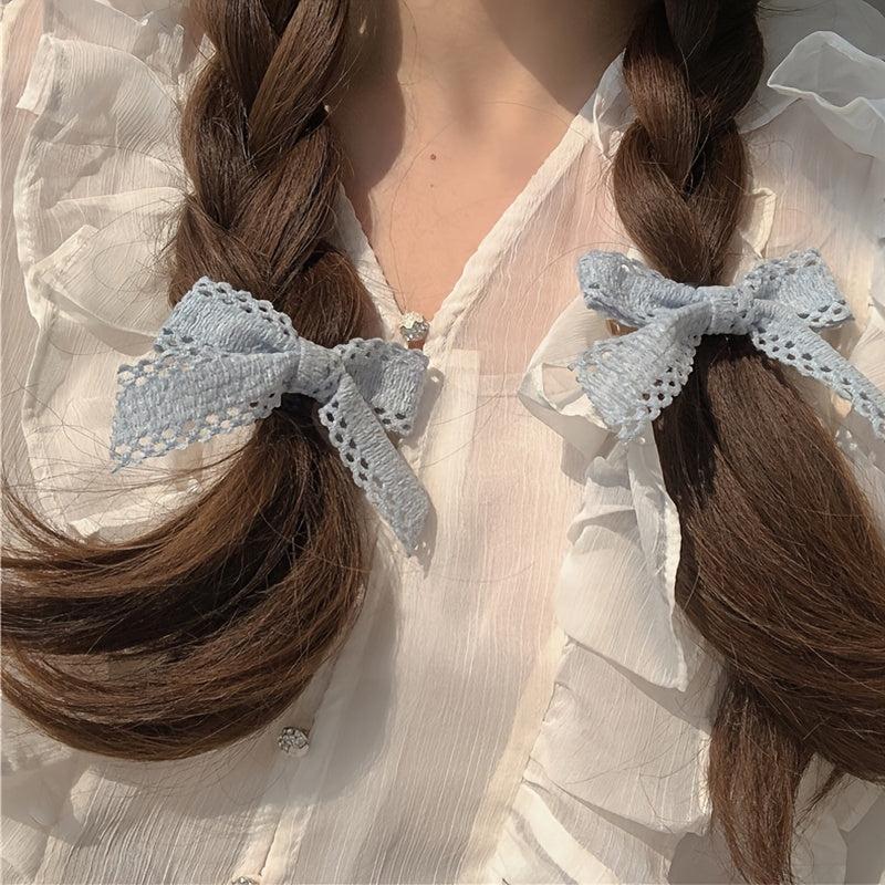 Lace Bow Hair Clip Sweet Hair Clip Hair Tie Set 2 Pack