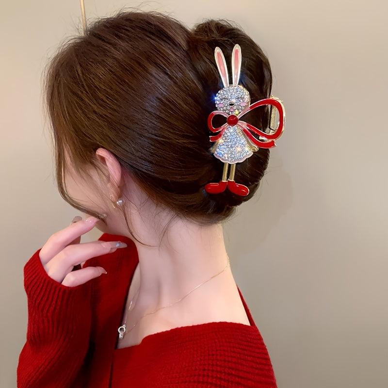Rhinestone Rabbit Hair Claw Banana Clip Hairgrip Accessory