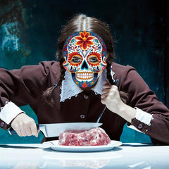 6pcs Mexican Style Masks Party Floral Design Skull Mask Accessories