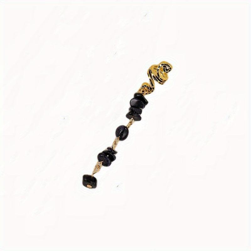 Vintage Coils Hair Ring With Crystal Beaded Tassel