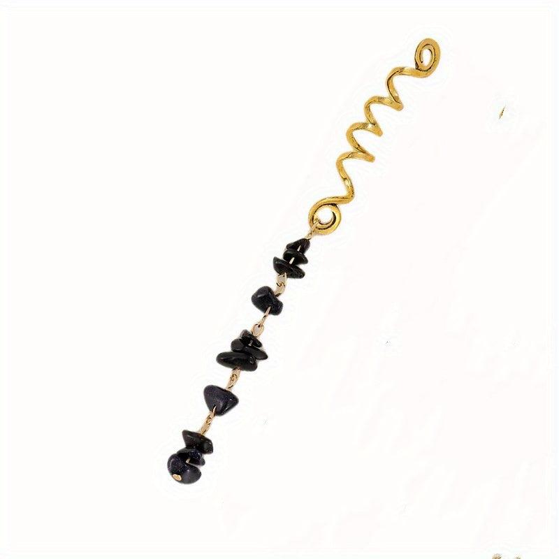 Vintage Coils Hair Ring With Crystal Beaded Tassel
