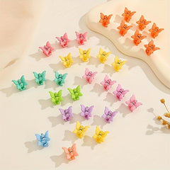 20/30pcs Butterfly & Flower Hair Claw Matte Hair Clip Rubber Kids Accessory