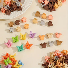 20/30pcs Butterfly & Flower Hair Claw Matte Hair Clip Rubber Kids Accessory