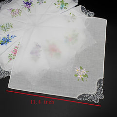 5pcs 28 Embroidered Handkerchief Ladies Lace Handkerchief