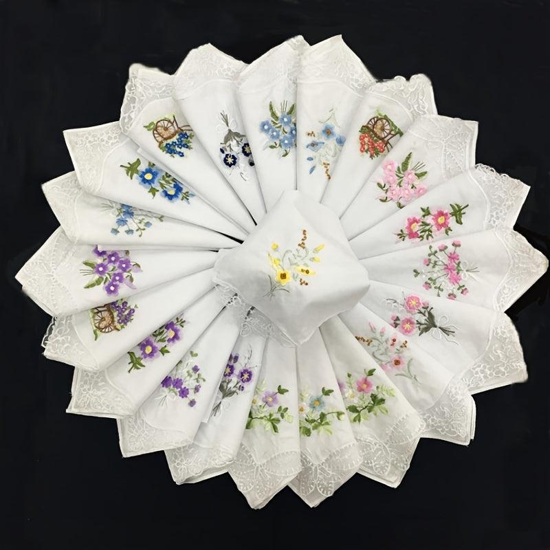 5pcs 28 Embroidered Handkerchief Ladies Lace Handkerchief