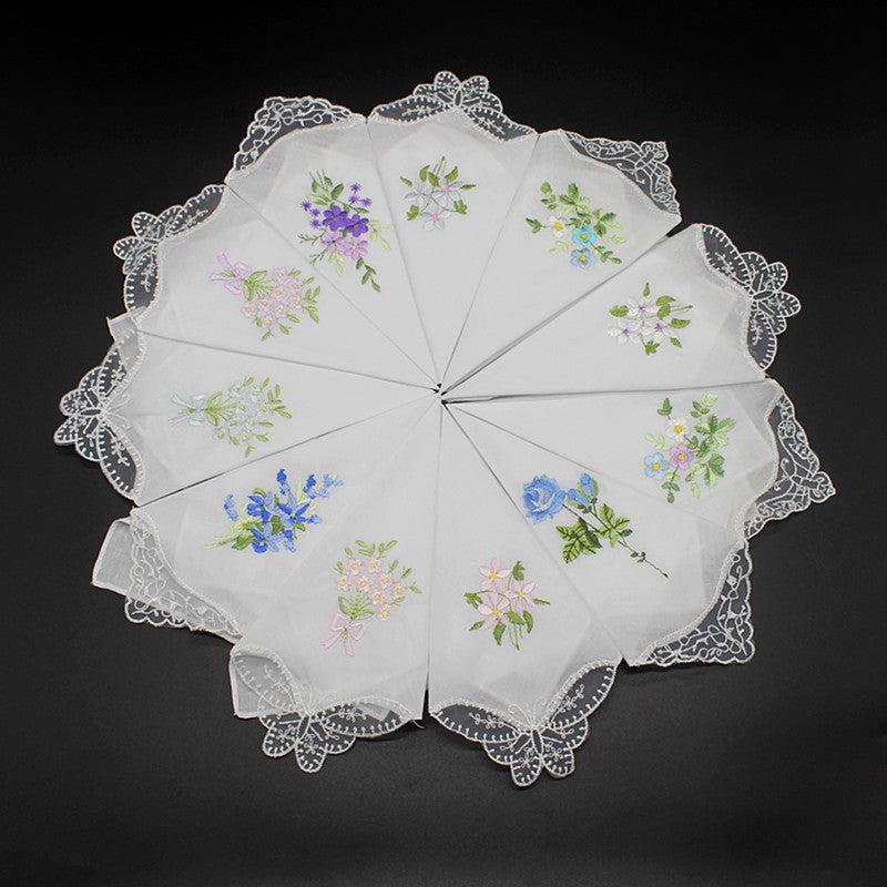 5pcs 28 Embroidered Handkerchief Ladies Lace Handkerchief