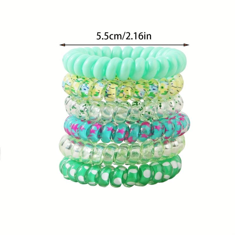 6 Pcs Floral Spiral Hair Tie Colorful Ponytail Holder Hair Tie Hair Accessories