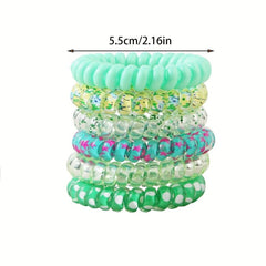 6 Pcs Floral Spiral Hair Tie Colorful Ponytail Holder Hair Tie Hair Accessories