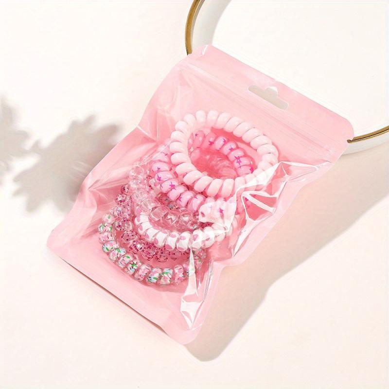6 Pcs Floral Spiral Hair Tie Colorful Ponytail Holder Hair Tie Hair Accessories