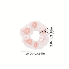 Flower Embroidery Scrunchie Hair Tie Organza Hair Rope Large Accessories