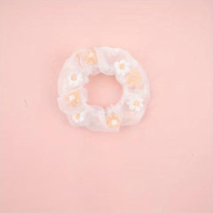 Flower Embroidery Scrunchie Hair Tie Organza Hair Rope Large Accessories