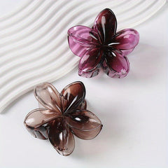 2pcs Gradient Jelly Hair Claw Frangipani Shaped Hair Claw