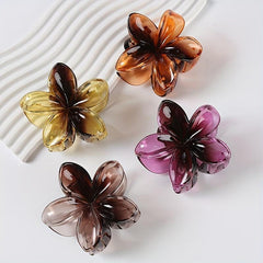 2pcs Gradient Jelly Hair Claw Frangipani Shaped Hair Claw