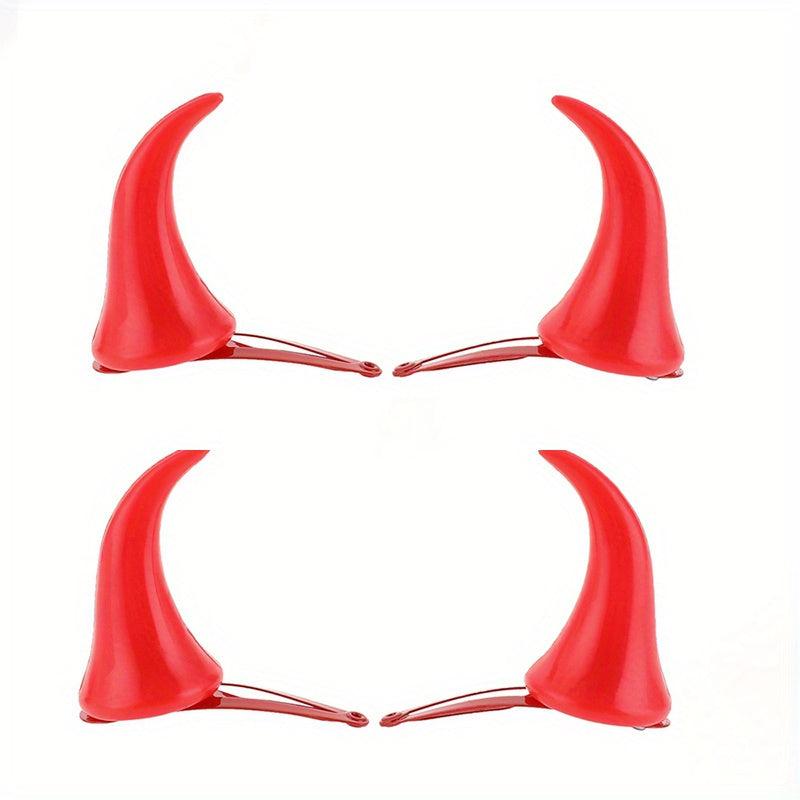 4pcs Red Devil Horn Hair Clips Halloween Demon Horn Clips