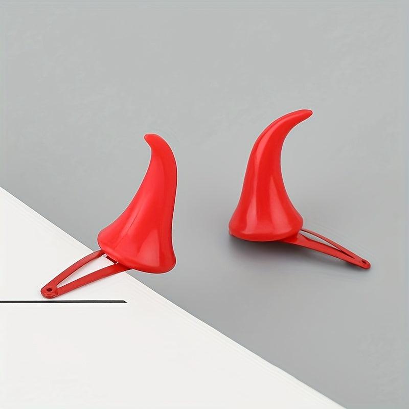 4pcs Red Devil Horn Hair Clips Halloween Demon Horn Clips