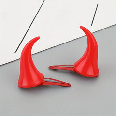 4pcs Red Devil Horn Hair Clips Halloween Demon Horn Clips
