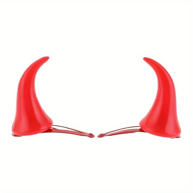 4pcs Red Devil Horn Hair Clips Halloween Demon Horn Clips