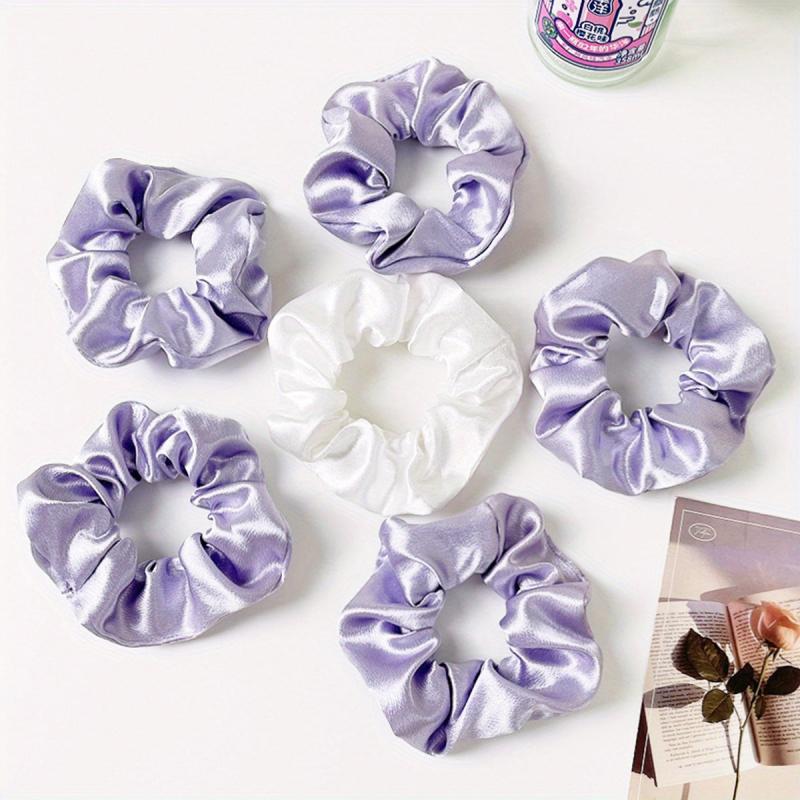 6pcs Satin Scrunchies Hair Tie Style Hair Rope Ponytail Holder Women Girls