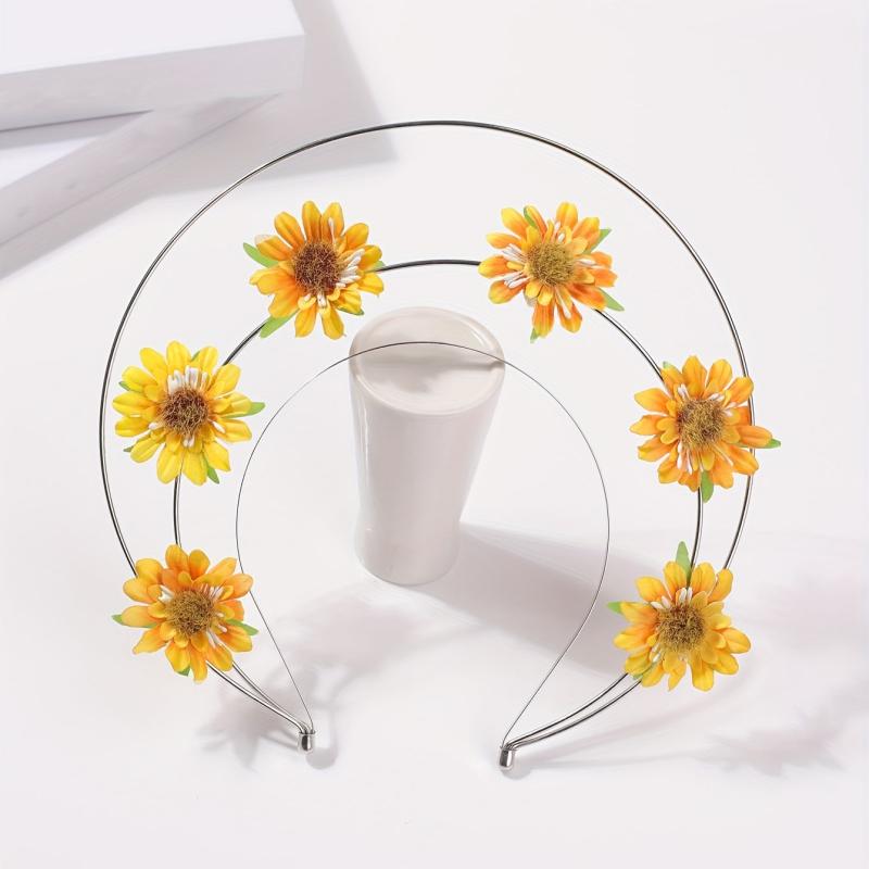 Boho Sunflower Headband Three Layered Head Hoop Hair Band for Women Girls