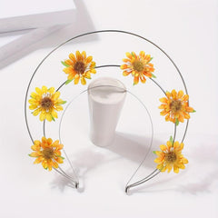 Boho Sunflower Headband Three Layered Head Hoop Hair Band for Women Girls