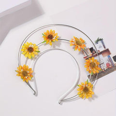 Boho Sunflower Headband Three Layered Head Hoop Hair Band for Women Girls