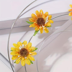 Boho Sunflower Headband Three Layered Head Hoop Hair Band for Women Girls