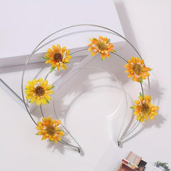 Boho Sunflower Headband Three Layered Head Hoop Hair Band for Women Girls