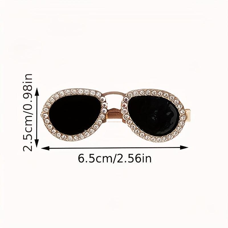 Rhinestone Sunglasses Hair Clips Golden Barrettes