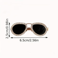 Rhinestone Sunglasses Hair Clips Golden Barrettes