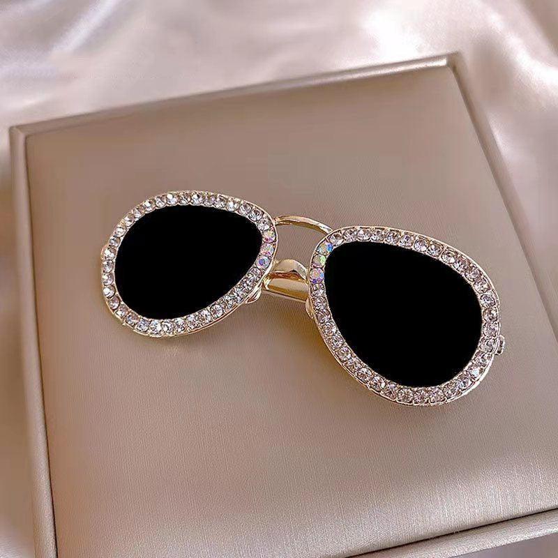 Rhinestone Sunglasses Hair Clips Golden Barrettes